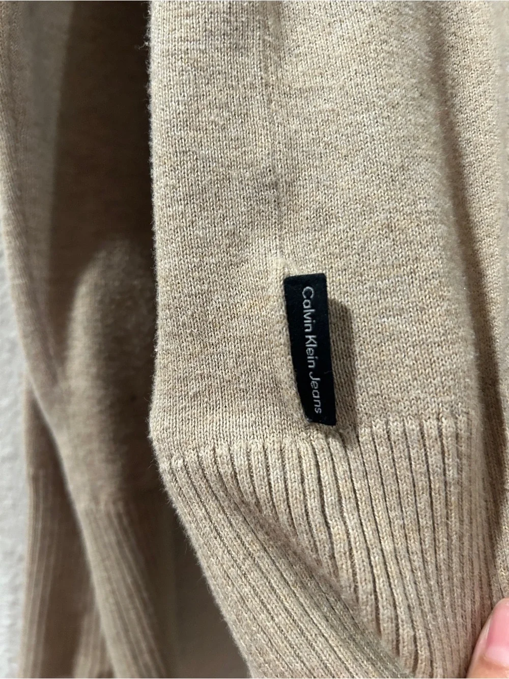 Calvin Klein Jeans Beige V-Neck Woman’s Sweater